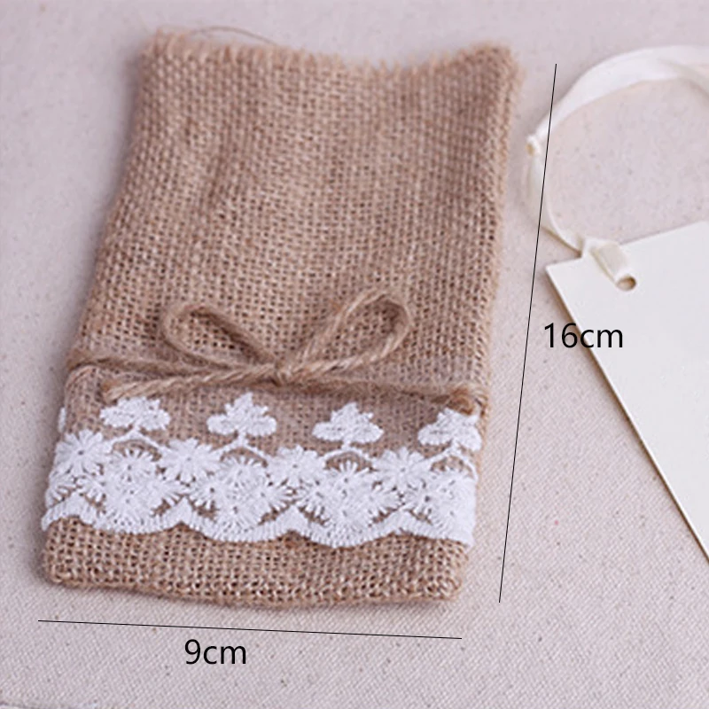 Уплотненные тканевые мешочки Льняная сумка на шнурке свадебный браслет