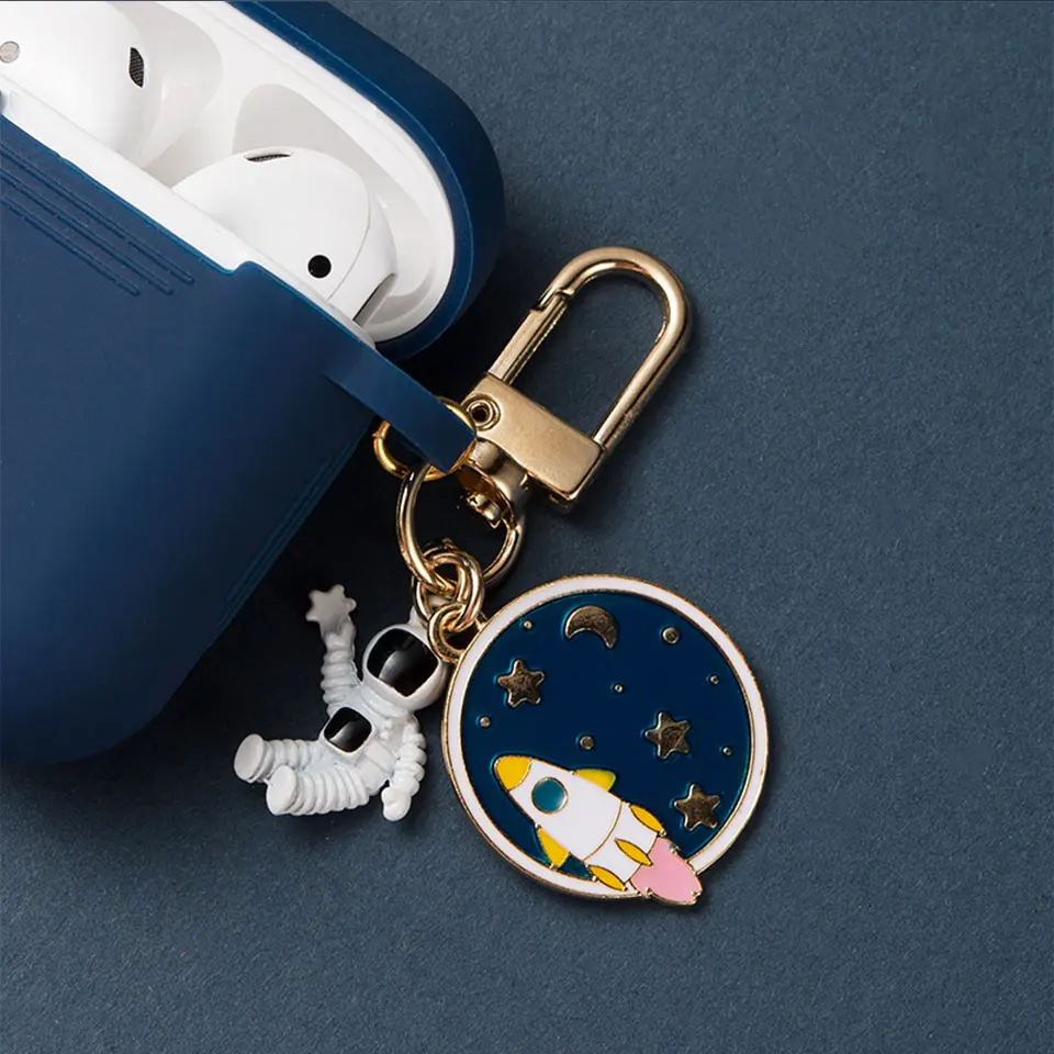 deep blue Силиконовый чехол с космическим космонавтом для Apple Airpods 1, 2, аксессуары, защитный чехол, сумка, чехол для наушников, брелок для ключей - Цвет: deep blue