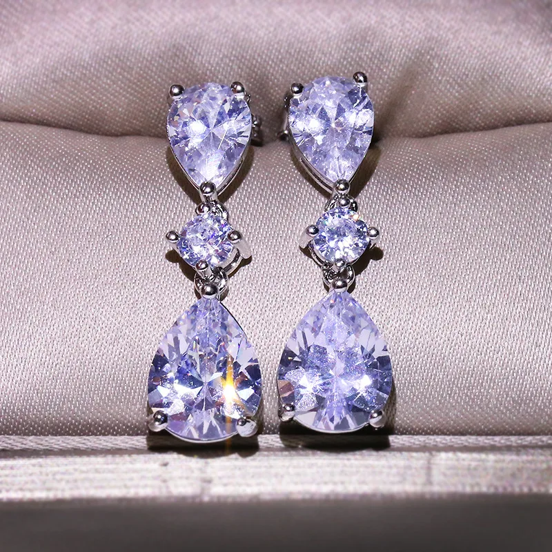 Роскошные женские большие серьги в форме капли воды винтажные серебряные