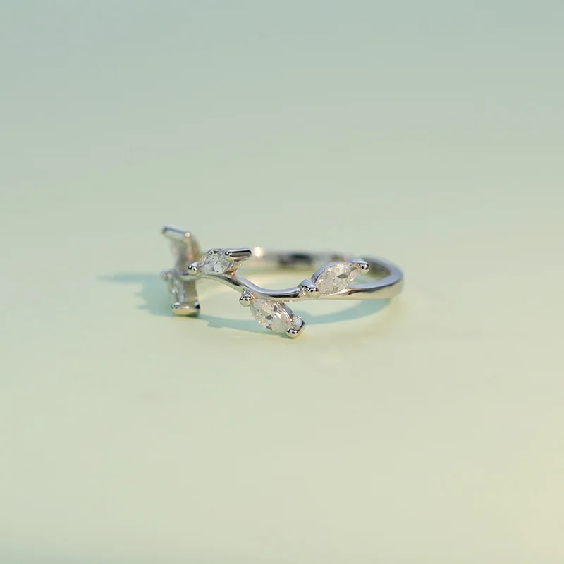 Trusta, Настоящее серебро 925 пробы, модное ювелирное изделие, коктейльное кольцо с листьями, размер 5, 6, 7, для девочек, детский Рождественский подарок, DS532, Прямая поставка