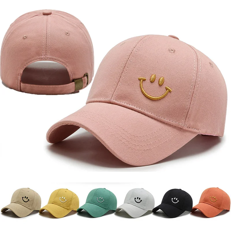

Summer Sunscreen Hat Smile Character Embroidery Casual Adjustable Men Snapback Sunhat Golf Baseball Hats for Women