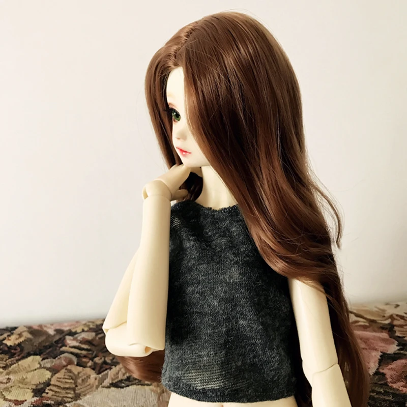 Парики Bybrana для шарнирных кукол коричневые длинные вьющиеся из