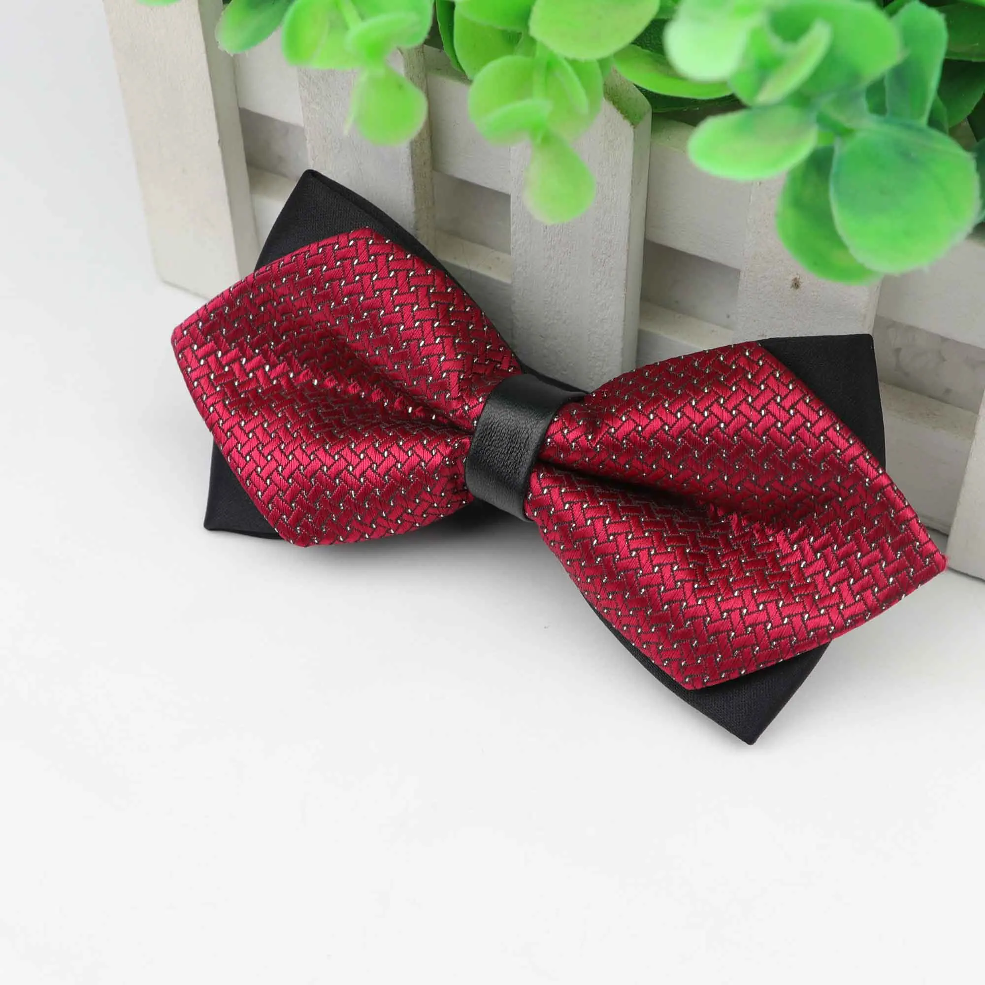 5 Men Leather Buckle Bowtie Plaid Butterfly Knot Mens Accessories Luxurious Bow Tie Black Cravat Formal Suit Wedding Ceremony Ties - Цвет: 5