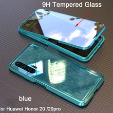 Magnetic Adsorption 360 full Case For Huawei Honor 20 Pro Tempered Glass The front Back Cover For honor 20 Cases  Metal Bumper