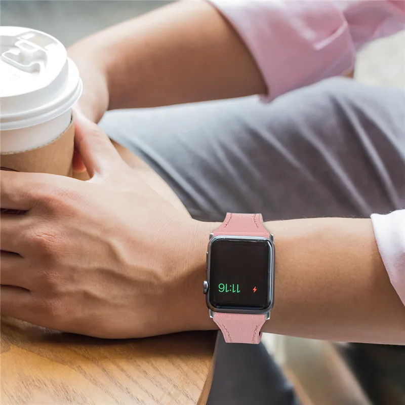 19 Цвета кожа тонкий ремешок для наручных часов Apple Watch Series 5/4/3/2/1 Спортивный