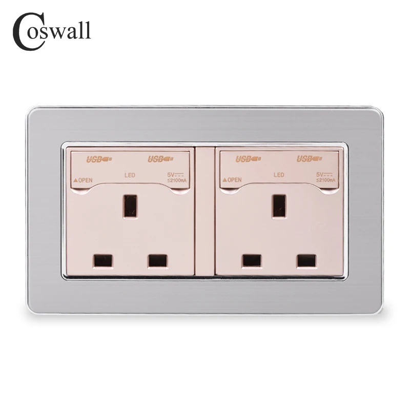 COSWALL 146 стандарт Великобритании двойная розетка с 4 USB зарядным портом для
