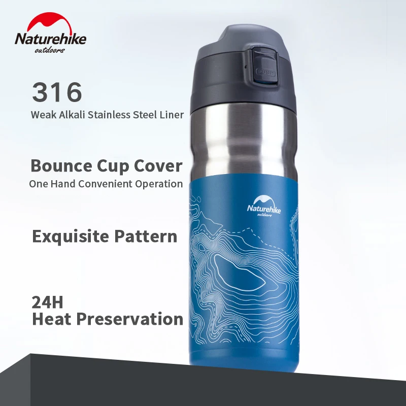 Naturehike 500ml Insulation Cup Bounce Cap 316 Stainless Steel Portable 24 Hour Heat/Cold Preservation Outdoor Travel | Спорт и