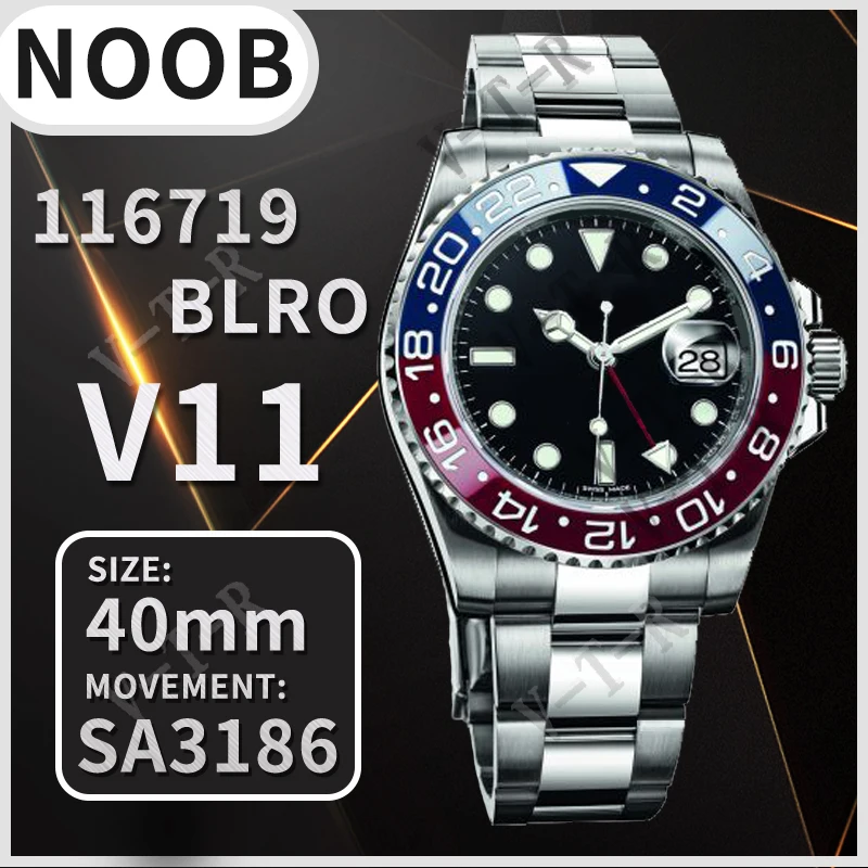 Мужской автоматический механический 40 мм GMT Master II 116719 BLRO красный/синий