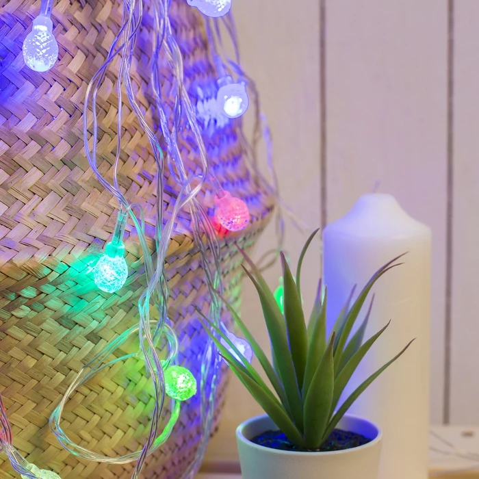 УЦЕНКА НИТЬ 5 м с насад. “Мини фонарик” Н.С. LED 20 220V моргает МУЛЬТИ