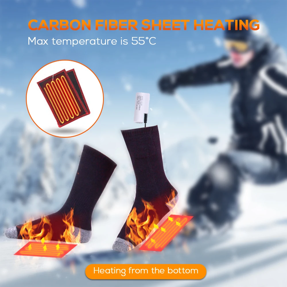 Heated Socks Rechargeable Battery Powered Winter Warm Men Women Ice Fishing Skiing Outdoor Working Thermal |