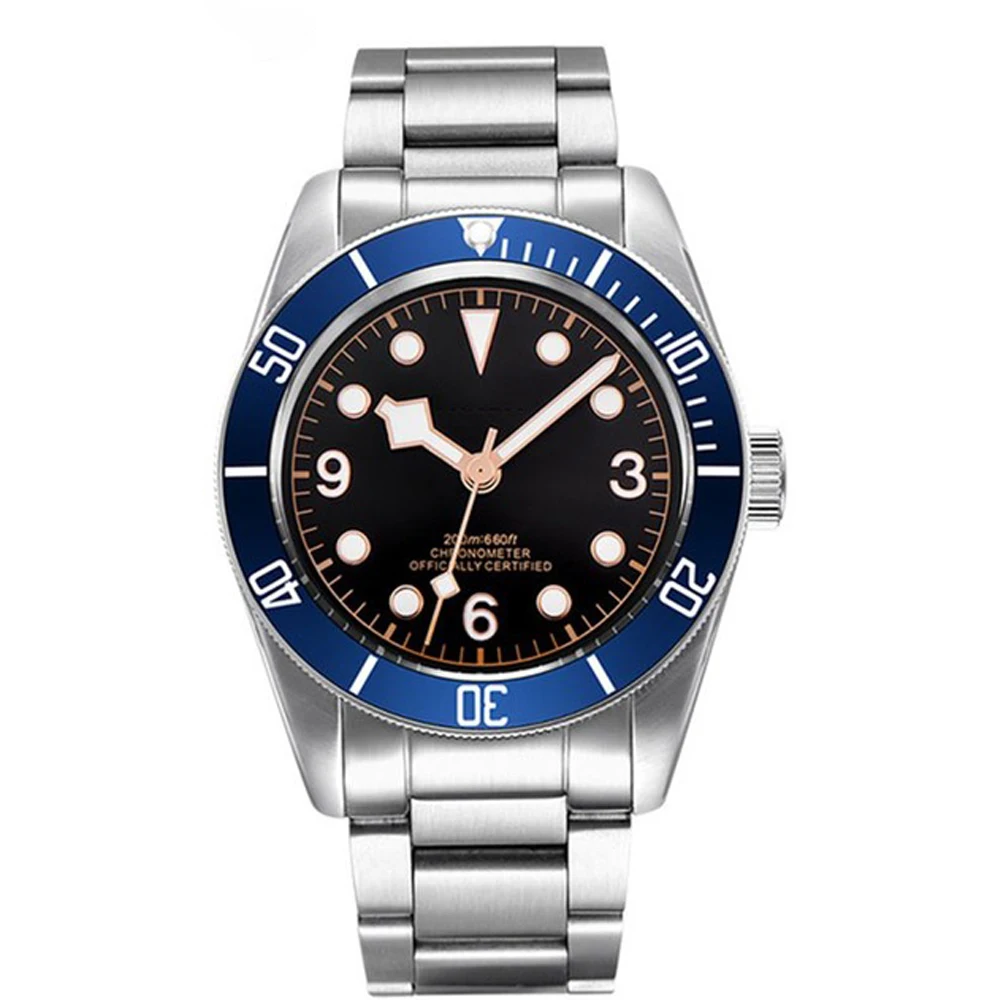 Механические наручные часы corgтеле 41 мм синяя рамка сапфировое стекло