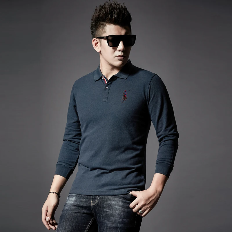 

2019 Top Grade New Men's Fashion Polo Shirts Embroidery Decorated Business Shirts For Men 5 Colors Size M to 3XL