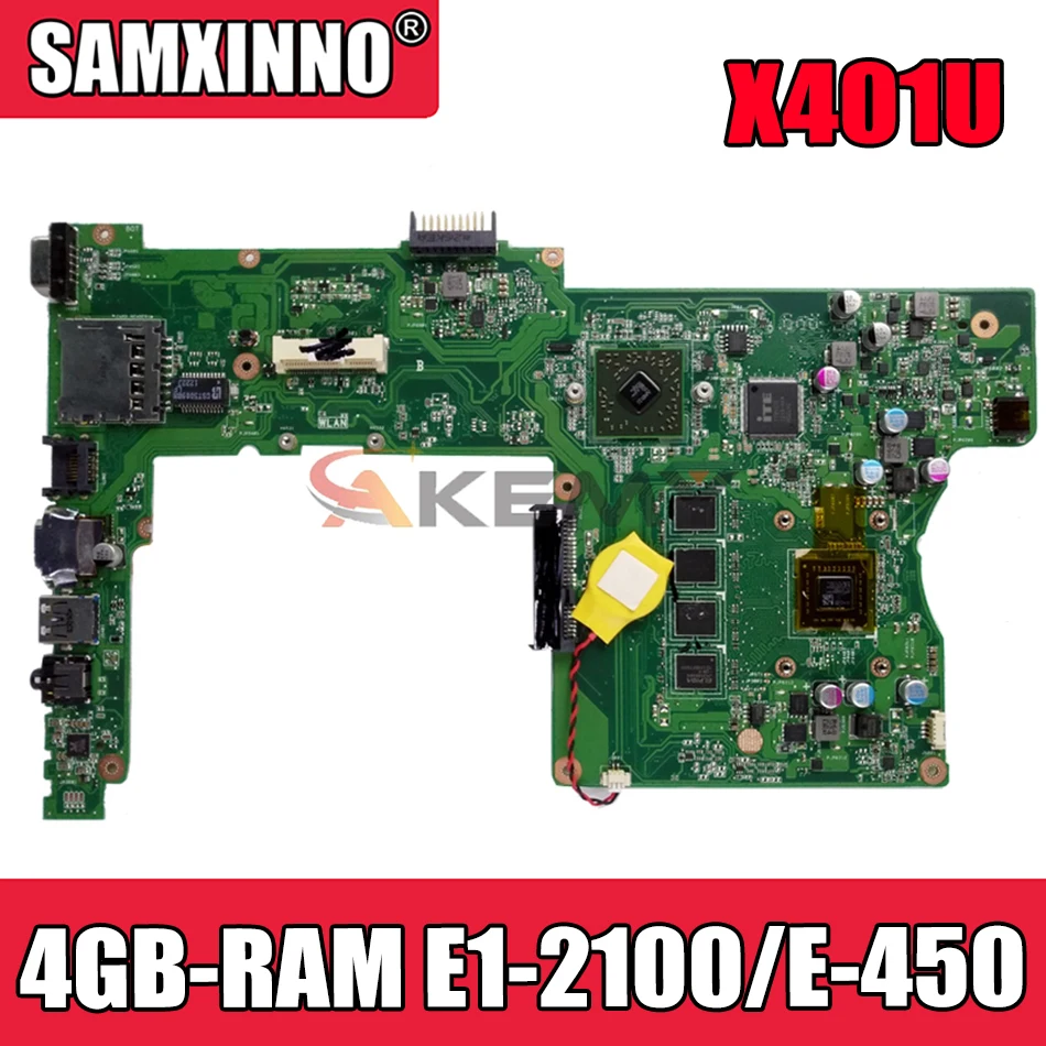 

Akemy X401U-M3 Laptop motherboard for ASUS X501U (15-inch) X401U (14-inch) original mainboard 4GB-RAM E1-2100/E-450 CPU