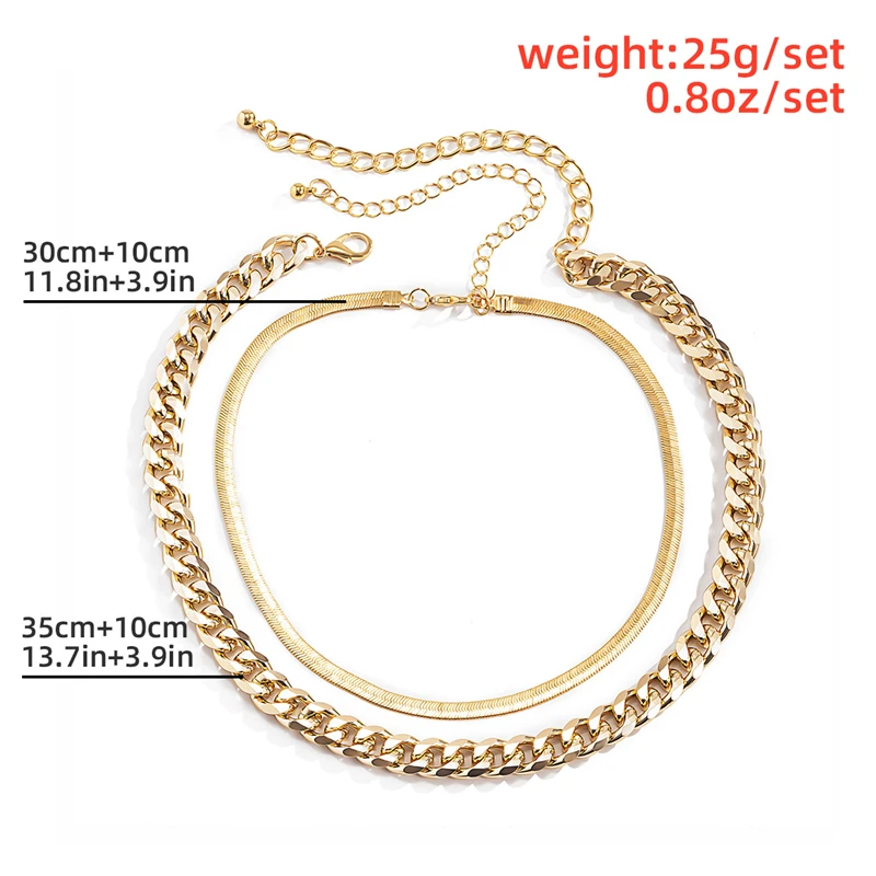 

Ailodo Punk Multilayer Snake Chain Thick Link Chokers Necklace For Women Minimalist Gold Silver Color Statement Necklace Jewelry