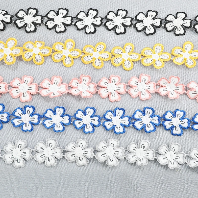 3 yards Embroidery Plum Blossom Flower Lace Trim Ribbon Diy Craft Clothing Sewing Decoration Materials | Дом и сад