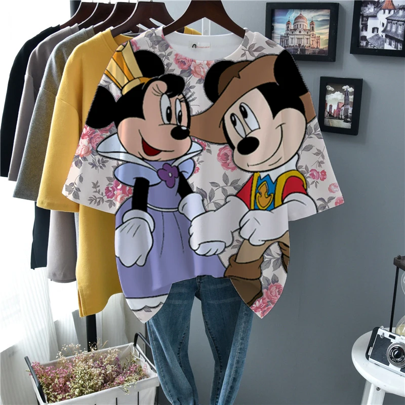 Футболка женская оверсайз с мультяшным рисунком Disney Повседневная Уличная одежда