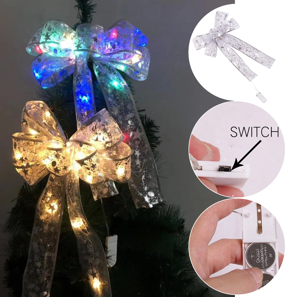 Светодиодный бантик для рождественской елки украшения декоративные венки