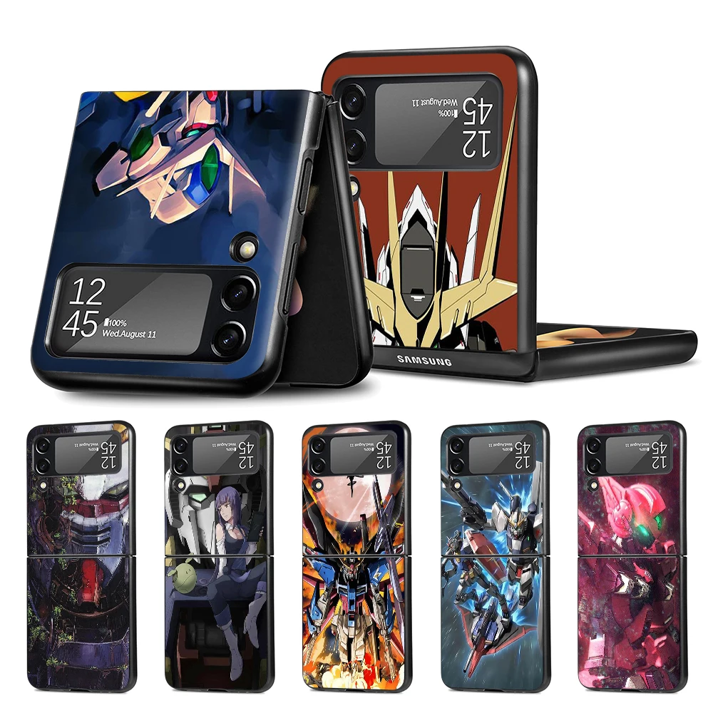 Чехол для мобильного телефона в стиле аниме Gundam Samsung Galaxy Z Flip3 черный Жесткий чехол