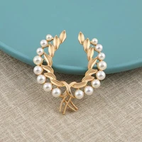 oe vintage pearl wheat ear brooch woman girl high end silk scarf buckle pin brooch clothing jewelry accessories