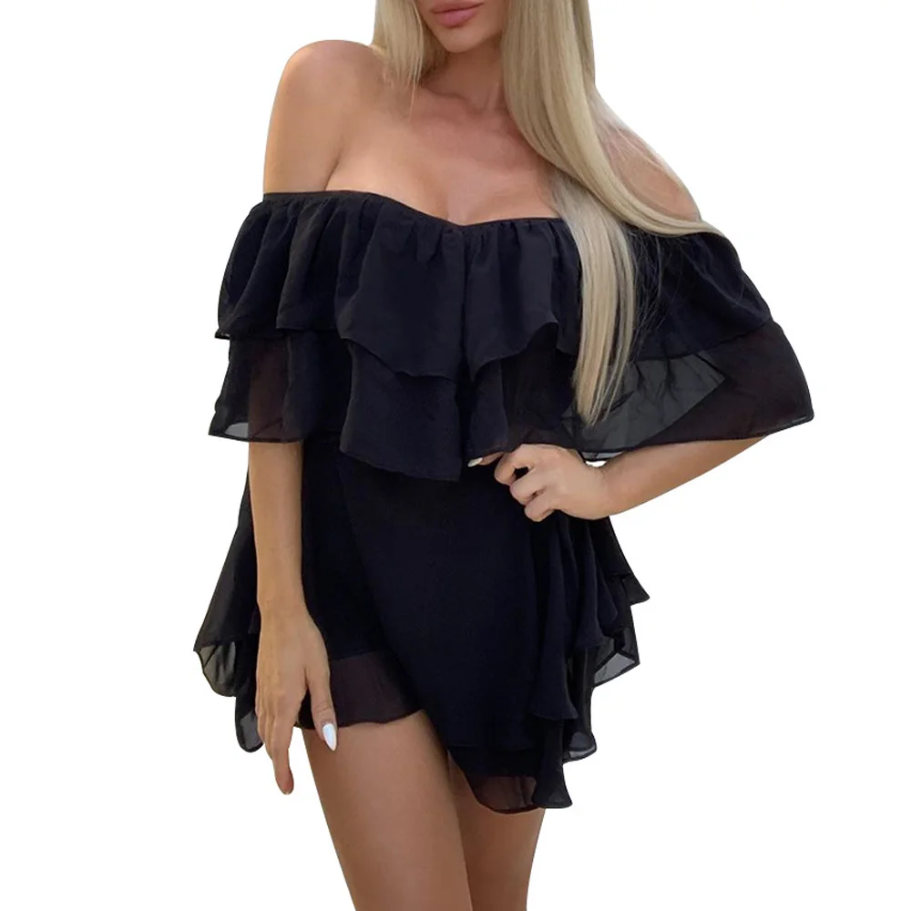 

2021 Summer New Slim And Thin V-Neck Strapless A-Line Skirt Fashion Dress Sexy Temperament Dress Truevoker Dress