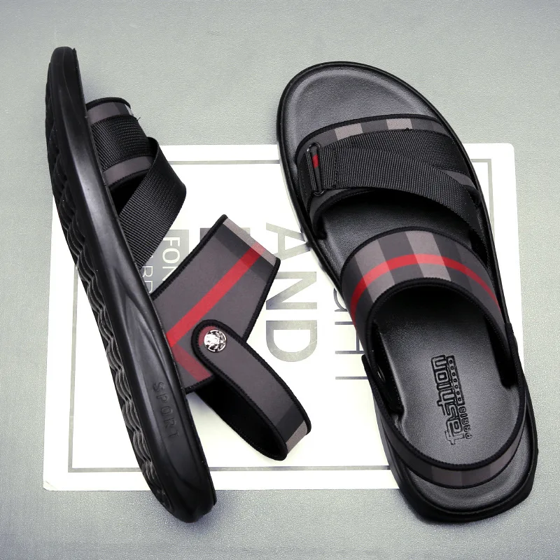 Coslony men slippers luxury brand leather soft Men Summer trending Slippers Beach Shoes Outdoor Non-slip Rubber flip flops | Обувь