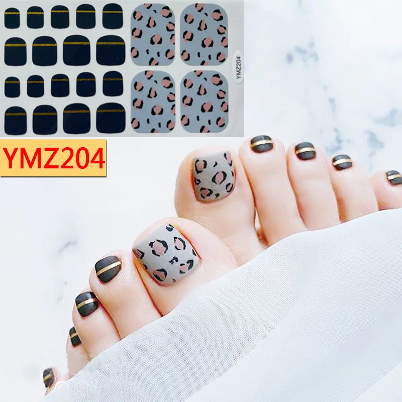 New Toenail Art Stickers Summer Beach Foot Decals Adhesive Full Cover Wraps Glitter Powder Leopard Toe Nail Decorations Manicure