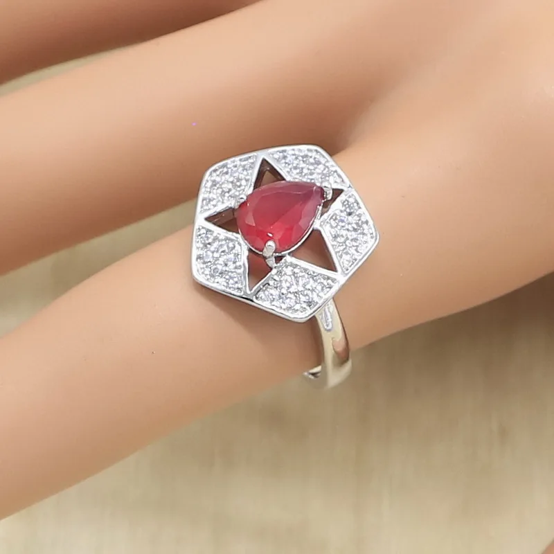 Женский комплект украшений серебряного цвета набор из сережек кольца и ожерелья