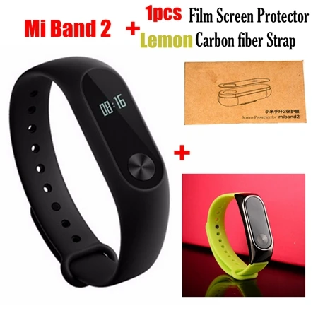 Xiaomi mi Band 2 mi band mi Band 2 браслет OLED сенсорный экран фитнес-трекер для измерения сердечного ритма IP67 водонепроницаемый - Цвет: add carbon lemon