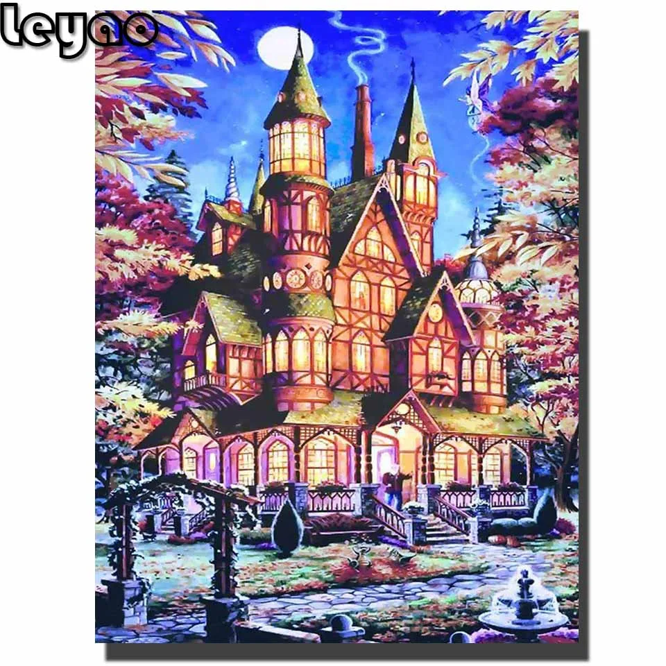 

Forest Castle Landscape 5d Diy Diamond Painting Mosaic Pictures Full Square Round Diamond Embroidery Home Decor Craft Kit