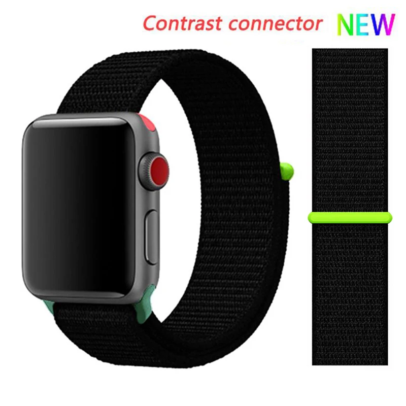 Нейлоновый ремешок для Apple watch 5 ремешок 44 мм 40 мм iWatch ремешок 42 мм 38 мм спортивный ремешок для часов Браслет Apple watch 4 3 2 1 38 40 44 мм - Цвет ремешка: black 8 hit