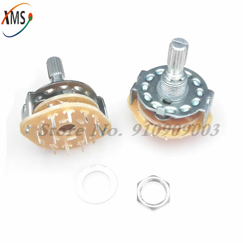 2 шт. RS25 переключатель диапазонов 2P4T 2P5T 2P6T 3P3T 3P4T крепление Поворотный переключатель Band 2 полюс 5 позиций ручка переключателя переключатели диапазонов