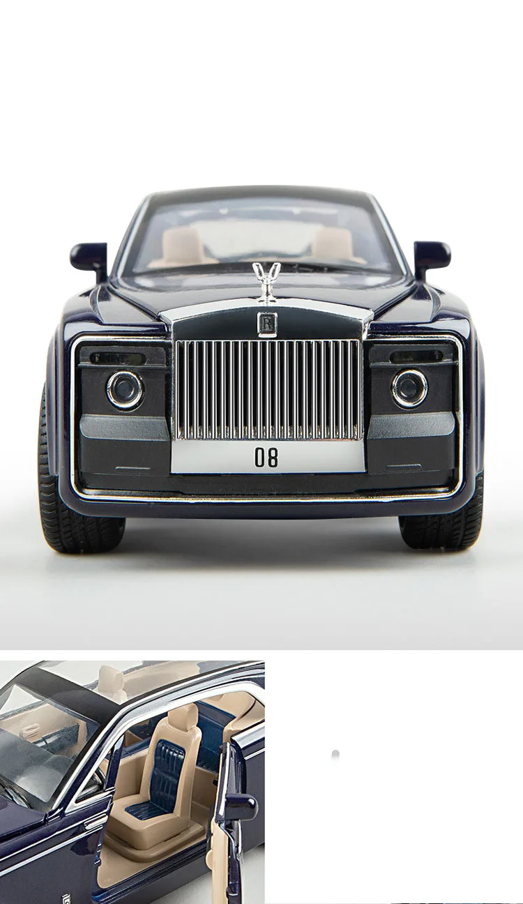 Литая под давлением модель автомобиля Huiying Phantom 1:24 из металлического сплава Высокая симуляция машинки огни игрушки для мальчиков транспортные средства Подарки для детей