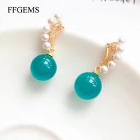 ffgems natural amazonite 100 sterling 925 silver shell pearl gemstone drop earrings fine jewelry women wedding party gift 2020