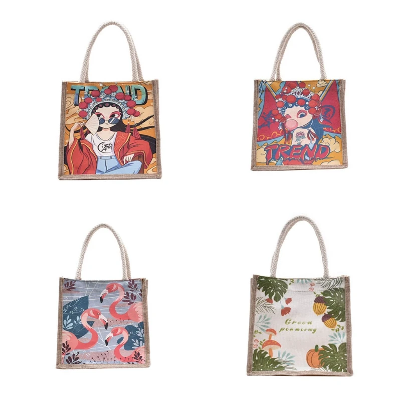 

Fashion Unisex Printed Handbag Multipurpose Tote Lunch Bag with Zipper K5DA