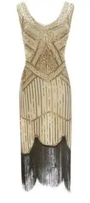 083 Новинка, женское винтажное платье 1920s с пайетками, полностью украшенное бахромой, украшенное хлопушкой, платье 20s Great Gatsby Vestidos - Цвет: 083