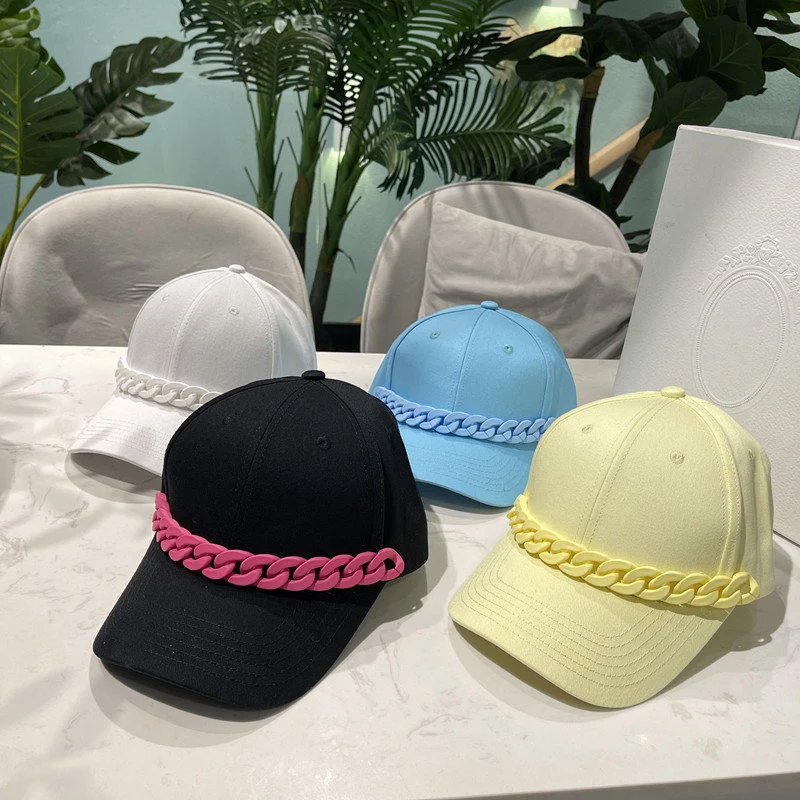 

2022 Spring Summer Baseball Cap High-quality Colorful Chain Hat Women's Fashion Peaked Hip-hop Hats gorro