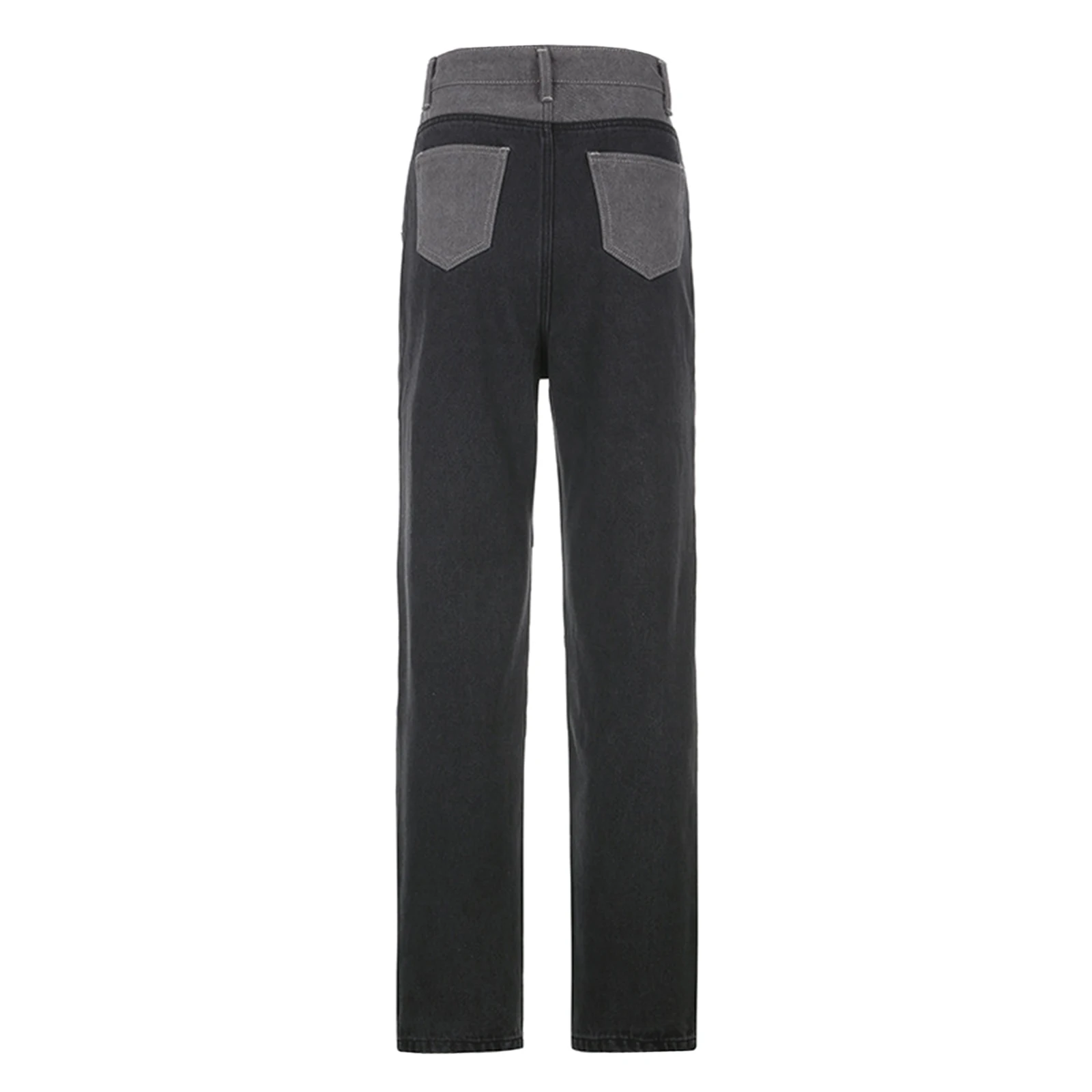 

Fashion Patchwork Skinny Straight Jeans Women 2021 High Waist Pocket Sexy Block High Street Long Grey Loose Denim Pants