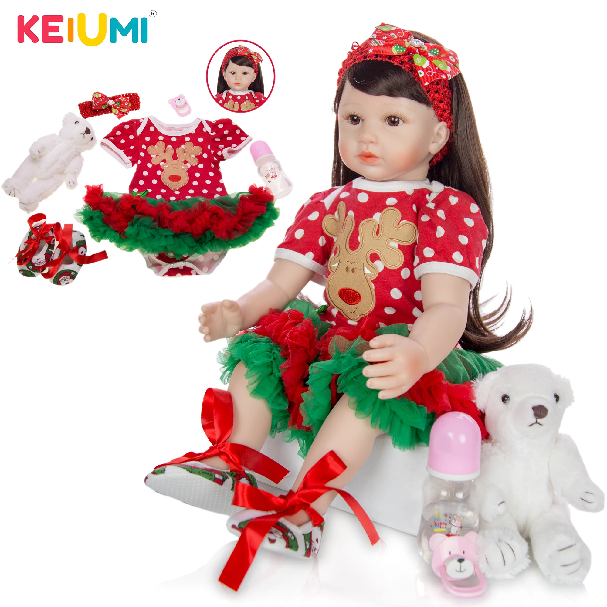 KEIUMI 24 дюйма 60 см куклы реборн Младенцы игрушка ткань тело Реалистичная принцесса