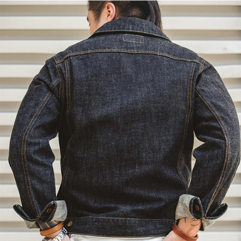 

2021 New Denim Jacket Men Outerwear Slim Fit Spring Autumn Men Jacket Navy Blue Coat Plus Size S-2XL