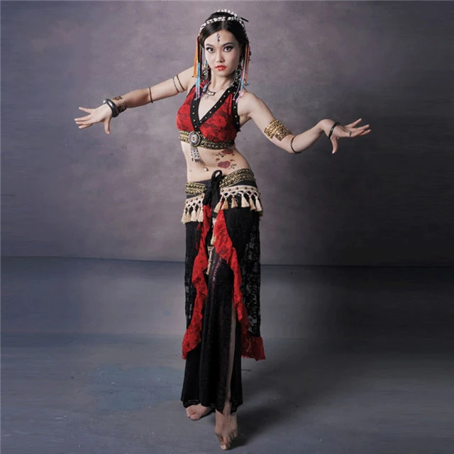 Костюм для танца живота 3 шт. платок на бедрах бюстгальтер с кисточками и бусинами