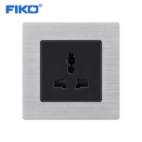 fiko 86mm86mm 13a 3 pin uk socket universal standard wall power socket silver black aluminium alloy panel socket