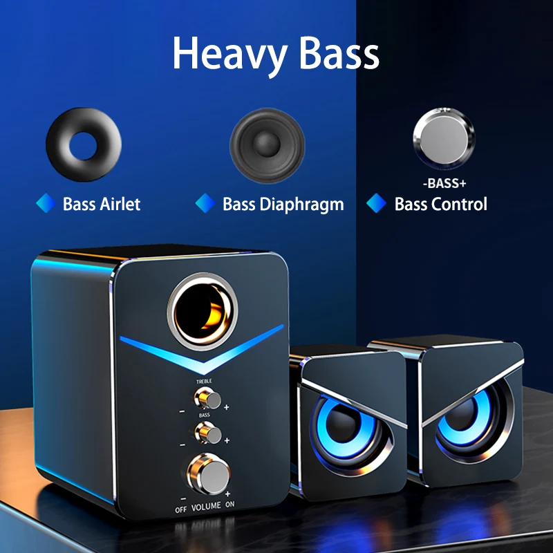 USB Wired BLUETOOTH Combination Speakers Computer Speakers Bass Stereo Music Player Subwoofer Sound Box For PC Phones