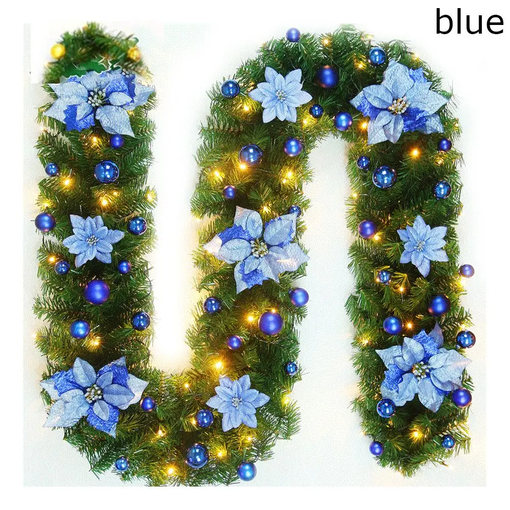 blue 2,7 M отличный подарок на Рождество светодиодный ротанг гирлянда декоративные зеленые рождественские гирлянды искусственные рождественской елки ротанг баннер украшения - Цвет: blue
