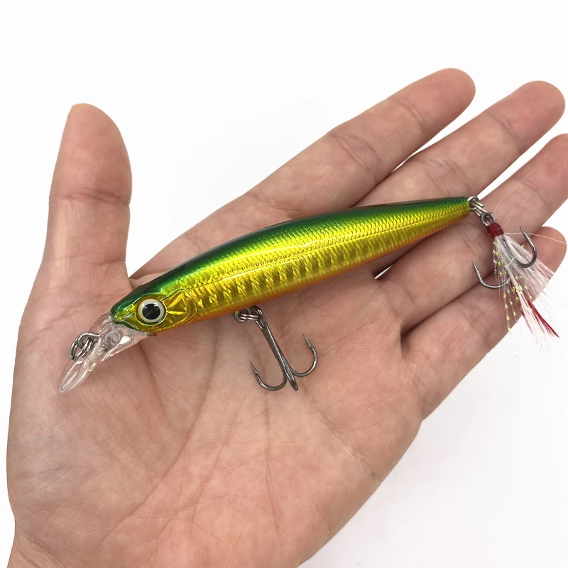 

10cm/10g Sinking Minnow Baits Fishing Lures Iscas Carp Fishing Feather Hooks Wobbler leurre Peche De Pesca Wobbler Crankbait