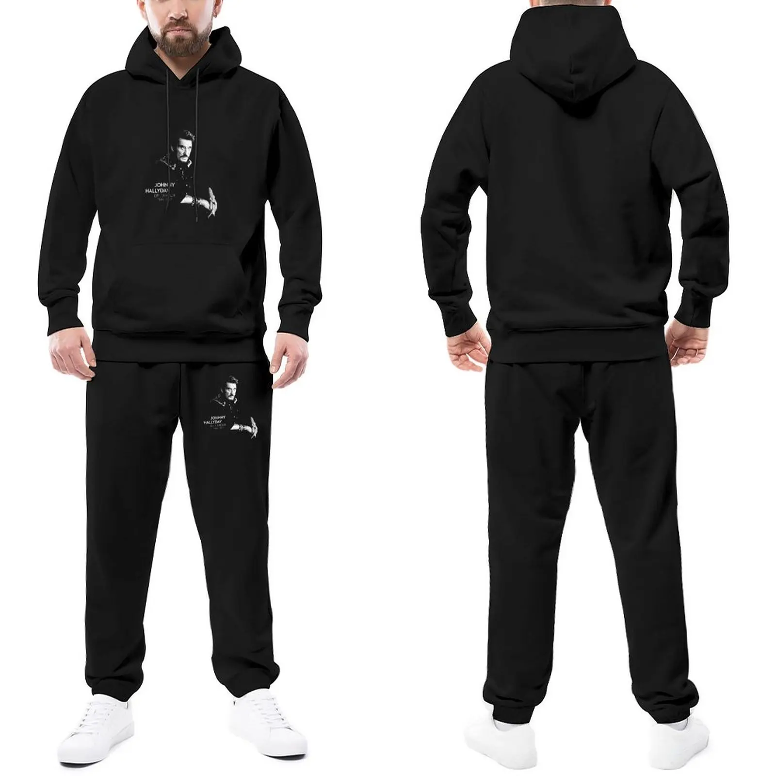 

Johnny Hallyday Tracksuit Set Johnny Hallyday Gym Sweatsuits Men Sweatpants And Hoodie Set Style