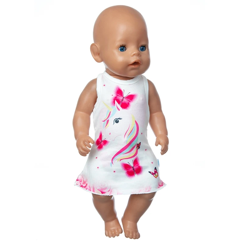 

2020 New Hot Sale Baby New Born Fit 18 inch 43cm Clothes Accessories Solid Color Butterfly Dress For Baby Birthday Gift