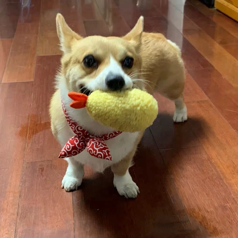 

Pet Dog Squeaky Toy Shrimp Tempura Lovely Bite Proof Puppy Chewing Toy Pet Squeaky Toy Dog Cute Plush Sound Toy Legendog
