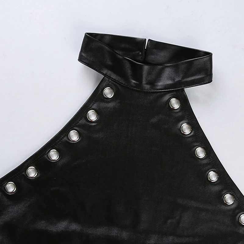 2020 Bodysuit Leather Body Sexy Women Metal Body Suit Backless Jumpsuit Overalls Female Rompers Siamese Combinaison Body Femme