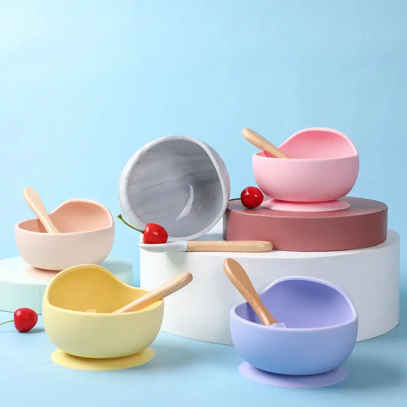 Детская силиконовая посуда столовая тарелка ложка пищевая для детей присоска