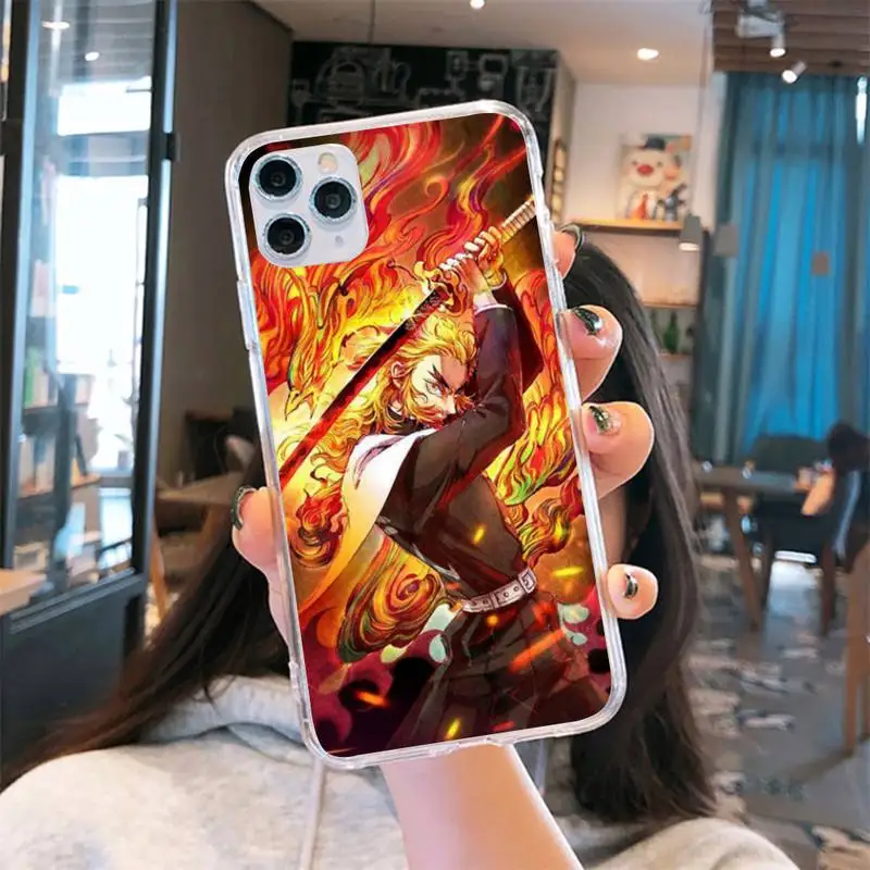 

Rengoku Kyoujurou Demon Slayer Phone Case Transparent for iPhone 6 7 8 11 12 s mini pro X XS XR MAX Plus cover funda shell
